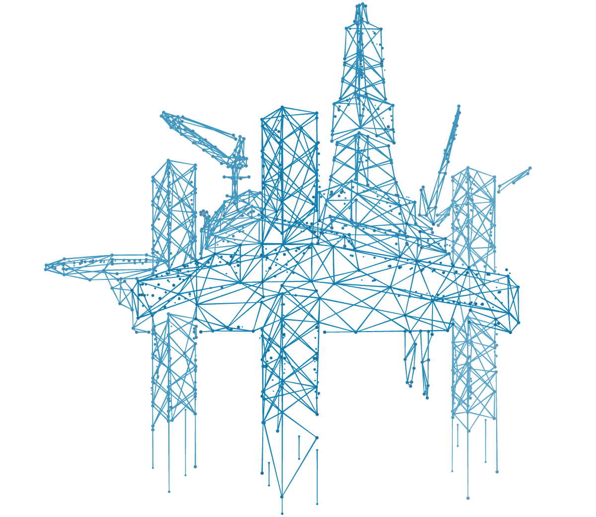 dessin au trait d'une plate-forme pétrolière